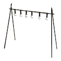 Miniatyrbild 3 av 8: Campingställ Aluminiumlegering Fällbar Triangulär Hylla Hopvikbar Hängande Organizer Stativ för Utomhus Storlek med 6 Krokar Svart