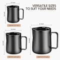 Miniatyrbillede 5 af 5: Sort Mælkekande Barista Kaffekande, Metalkande til Mælkeskumning, Rustfri Stål Mælkekande til kaffe - 350 ml (12 oz)_SZXM