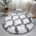 Miniatyrbilde 4 av 5: Myk og fluffy hvit rund teppe - 120 cm i diameter