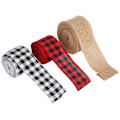 Miniatyrbild 8 av 8: 3 rullar julhantverksband svart röd svart vit jute DIY bågmaterial presentförpackning (6 cm)