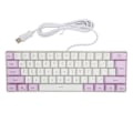 Miniatyrbild 1 av 8: Speltangentbord USB 61 tangenter Ergonomisk Kontrastfärg 6 RGB-bakgrundsbelysningslägen Trådbundet tangentbord för stationär bärbar dator Lila Vit