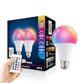 Miniatyrbilde 1 av 8: 3 stk LED-pærer med fjernkontroll RGB LED-fargeskiftende pære for kjøkken stue