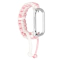 Miniatyrbild 4 av 8: 2 i 1 flätad looparmband för Mi Band 7 Justerbar stretchig nylon sportrem som andas med metallram Rosa Vit