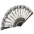 Miniatyrbillede 3 af 8: Europæisk håndblonde rosenblomst forgyldt foldevifte Dansefestventilator (sort)