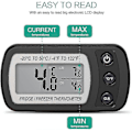 Miniatyrbild 3 av 5: Digital Kylskåpstermometer, Vattentät Frysskåpstermometer Med Krok, Lättläst LCD-Display, Max/min Registreringsfunktion, Perfekt För Hem, Restauranger A