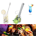 Miniatyrbilde 4 av 4: Muddlersett, Muddler for Cocktails, Barskje og Jigger, 3 stk. Bartenderverktøy i rustfritt stål