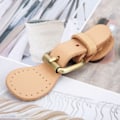 Miniatyrbilde 7 av 8: 1 stk Veskelås i kuskinn med bronsebeslag for DIY håndlagde maskinvaretilbehør (Beige)