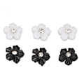 Miniatyrbild 4 av 8: Nail art med 3D-blomma Svart Vit 5 Kronblad Blomma Nagelprydnader för DIY Nageldekoration