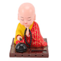 Miniatyrbilde 5 av 8: Liten buddhistisk munk solornament, lysenergisensor, automatisk nikkende, bankende munkdekorasjon for kontor, hjem, bil, gave, rød
