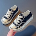 Miniatyrbillede 2 af 5: Moderne børns hvide lærredssko - Forår/efterår drengesneakers, alsidige og afslappede, med gratis forsendelse!22 sort