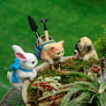 Miniatyrbilde 3 av 5: Dyr med Ryggsekk Blomsterpotte Statue Livlig Utseende Plantekasse Skulptur For Hage Blomsterpotter Dekor Zekai Hvit Kurv Hund