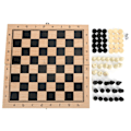 Pikkukuva 1 / 8: 3-in-1 puinen shakki, tammi ja backgammon taitettava kannettava interaktiivinen shakkilauta lelu 24 x 24 cm / 9,4 x 9,4 tuumaa