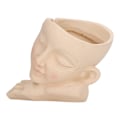 Miniatyrbild 3 av 8: Ansiktsblomkruka Sovande flicka Högdensitet Harts Dräneringshål Multi Purpose Head Planter Kruka för kontor Trädgård Hem