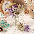 Miniatyrbilde 3 av 5: 12 stk. Julepynt Glitter Gull Julestjerne, Kunstige Julestjerneblomster Juletrepynt til Juleborddekor