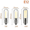 Miniatyrbillede 4 af 5: 10 stk. Dæmpbare Mini LED Køleskabslys Pærer Ampul E12 E14 110v 220v Vintage Filament Lys Lampe Til Hjem Loft Lysekroner E14 220V 2W-Varm Hvid