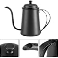 Miniatyrbillede 5 af 5: 650ml Rustfri Stål Tekande Rustfri Svanehals Kaffekande Kedel Te- og Kaffesæt til Hjemmet og Restauranten (Sort)