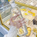 Miniatyrbilde 2 av 5: Lekkasjesikker 500 ml gjennomsiktig vannflaske med høy borosilikat tetøy med tidsskalatrykk for kontor (flerfarget)