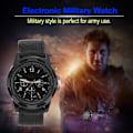 Miniatyrbillede 8 af 8: Elektronisk analogt armbåndsur Militært armbåndsur med rund nylonrem (sort)
