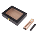 Miniatyrbild 4 av 8: Cigar Humidors Box Transparent Window Cigar Humidor Mini Portable Cigar Box med mekanisk hygrometer