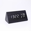 Miniatyrbild 5 av 5: LED Elektronisk Väckarklocka i Trä, Digital Klocka med 3 Alarm, USB-driven Digital Väckarklocka med Tid, Temperatur och Luftfuktighetsvisning, 12/24
