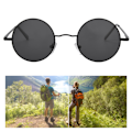 Pikkukuva 8 / 8: Metal Classic Vintage Unisex UV-suojauksella varustetut pyöreät kehykselliset polarisoidut aurinkolasit aurinkolasikotelolla Musta Harmaa