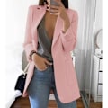 Miniatyrbillede 3 af 5: Rød Lapel Arbejdskontor Blazer Jakke til Kvinder - Casual Langærmet Yderbeklædning