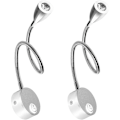 Miniatyrbillede 1 af 5: Sengelampe til væg med 2 lys, læselampe LED Gooseneck-lampe 3W, 3000K Varm hvid læselampe