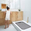 Miniatyrbillede 5 af 5: Skridsikker bademåtte med sugekopper og drænhuller, bademåtte med massagepude, stor bademåtte til badeværelse 70x40 (Grå)