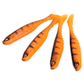 Miniatyrbillede 7 af 8: 4 stk. AR48 75mm/3.2g T-hale blødt agn dobbelt farver kunstige fiske lokkemad Wobbler TacklePard Orange