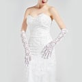 Miniatyrbillede 4 af 5: Elegante blonde brudehandsker - korte opera bryllupshandsker til kvinder - Perfekt til aften, bryllup og forlovelse - One Size