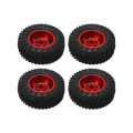 Pikkukuva 3 / 8: 4 kpl 7 mm:n metallivanteen kumirenkaat AXIAL SCX24 1/24 RC-autoon, päivitystarvikkeet, punainen