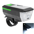 Miniatyrbillede 7 af 8: Solcelledrevet USB-opladningscykellys Forlygte Lommelygte Cykeltilbehør med Advarselshorn Sort og Grøn