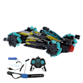 Miniatyrbillede 8 af 8: 2,4 GHz RC 4WD LED Musikbil 360 graders roterende modelbil legetøj med dobbelt fjernbetjeningGul