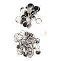 Miniatyrbillede 6 af 8: 100 sæt pin tilbage knap dele blank udjævning metal holdbart klip knap fremstilling forsyninger til badge håndværk DIY 50MM