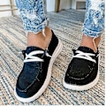 Miniatyrbillede 2 af 3: Sorte Slip-On Bådsko Loafers Flats til Kvinder