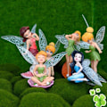 Pikkukuva 3 / 5: 6 kpl Kukka Keiju Pixie Siipi Perhe Miniatyyri Kukka Keiju Tytöt Nukkekoti Puutarhakoriste Tarvikkeet Figuriini Patsas DIY Keijupuutarhan Sisustukseen