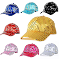 Miniatyrbillede 2 af 5: Glitter Sequins Snapback Baseball Cap til Kvinder og Mænd i Rød