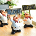 Miniatyrbilde 4 av 8: Resin Chef-figurer Ornament Statue Modell Håndverk Dekor Bar Kaffebar (#1)