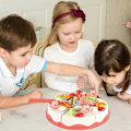 Miniatyrbilde 5 av 5: Lekekake til barnebursdag, 38 deler late som bursdagskake kutte- og dekorasjonsleker, rollespill matsett for gutter jenter 3+ år