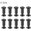 Miniatyrbillede 4 af 5: Skrue Stolpe Passer Til 5/16\"(8mm) Hul Dia, Han M6x10mm Bæltespænde Bindebolte Læder Fastgørelse Kulstofstål (sort) (10 sæt)