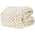 Miniatyrbild 1 av 5: Stickad tyngdtäcke för kylning, handgjord chunky stickad filt beige