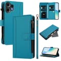 Compatible with Nothing CMF Phone 2 Pro Leather Case 9 Card Slots Zipper Wallet Stand Phone Case with Wrist Strap OceanBlue