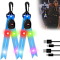 Miniatyrbild 1 av 5: 2-pack LED Blinkande Lampor för Skolväska Reflexer med Färgglatt Ljus USB Uppladdningsbar Blinkande Ljusreflex för Jogging Vandring Löpning