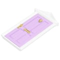 Pikkukuva 6 / 8: Mini puinen ovi kirkas väri elävät yksityiskohdat sileämpi reuna nukkekoti miniatyyri keijuovi 1:12 nukketalolle lahjatVaaleanpunainen