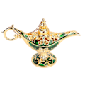 Miniatyrbild 1 av 8: Magic Genie-lampa Utsökt färgäkta iögonfallande legering präglade mönster Genie-lampa för kontor i sovrummet Guld+Grön 4,7 tum