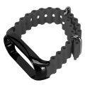 Miniatyrbillede 3 af 8: Silikone urrem med rustfrit stål beskyttende kofangerkasse Tilbehør Passer til Mi Band 7 Black