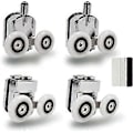 Miniatyrbilde 1 av 5: 23mm Dusjdør Hjul Ruller Topp og Bunn (4-pakning) Sink Legering - Krom - Leveres med Skrape