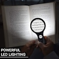 Miniatyrbillede 3 af 5: 3x-45x LED-belyst forstørrelsesglas til læsning, smykker, håndværk, inspektion, videnskab (sort)