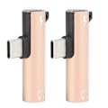 Pikkukuva 2 / 8: 2 kpl 2-in-1 TypeC - 3,5 mm:n ääniaukkoadapteri, latauskaapeli, kuulokemikrofonijakaja (kulta)