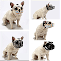 Miniatyrbillede 5 af 5: Justerbar åndbar bulldog mundkurv til hunde med kort snude, anti-bid, tygge, gø - sort
